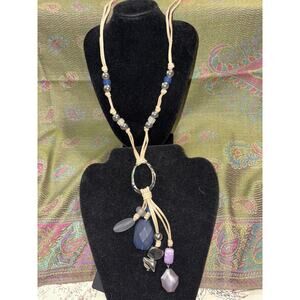 Chico’s blue stone corded statement necklace nwot